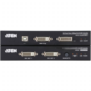Удлинитель, KVM USB 2xDVI Single Link+AUDIO+RS232, 100 м., 1xUTP, макс.разр.1920х1200 60Hz 90м Cat5e;100м Cat6/6a /1080p 100м HDBaseT;1920x1200 150м cat6/6a LongReach HDBaseT, 2xDVI-D+2MINIJACK+DB9+USB B>3xUSB A, бп 220> 5V,,[ATEN CE624-AT-G] [A-9863383]