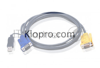 Шнур ATEN, мон+клав+мышь USB, SPHD15=>HD DB15+USB A-Тип, Male-2xMale,  8+4 проводов, опрессованный,   3 метр., черный, (с поддержкой KVM PS/2) (2L-5203UP)