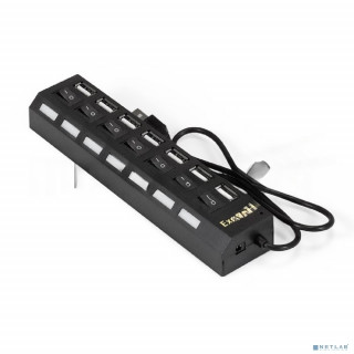 Хаб USB (концентратор) ExeGate EX293978RUS DUB-72SW (кабель-адаптер USB2.0 --> 7xUSB2.0, кнопки включения/отключения для каждого порта, Plug&Play, черный) [A-10636759]