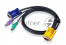 Шнур, мон+клав+мышь PS/2, SPHD15=>HD DB15+2x6MINI-DIN ATEN (2L-5202P) Male-3xMale,  8+6+6 проводов, опрессованный,   1.8 метр., черный [A-1523137]