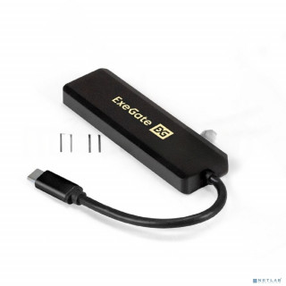 Хаб USB (концентратор) ExeGate DUB-4CP/1 (кабель-адаптер USB Type C --> 4xUSB3.0, Plug&Play, черный) [A-10637611]