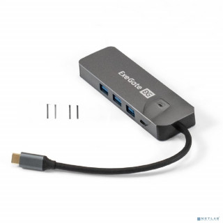 Док-станция ExeGate DUB-31C/PD/H (кабель-адаптер USB Type-C --> 3xUSB3.0 + PD 60W + HDMI 4K@30Hz, Plug&Play, серый) [A-10637620]