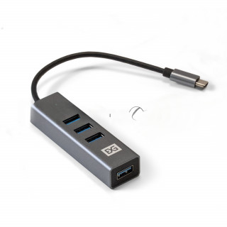 Хаб USB (концентратор) ExeGate DUB-4TC (кабель-адаптер USB Type C --> 4xUSB3.0, Plug&Play, серебристый) [A-10637617]