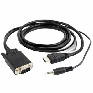 Кабель HDMI->VGA Cablexpert A-HDMI-VGA-03-5M, 19M/15M + 3.5Jack, медь, позол.разъемы, 5м, черный, пакет [A-9736305]